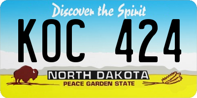 ND license plate KOC424
