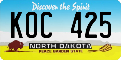 ND license plate KOC425