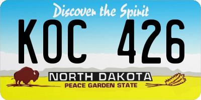 ND license plate KOC426