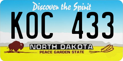 ND license plate KOC433