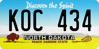 ND license plate KOC434