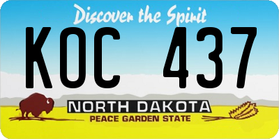ND license plate KOC437