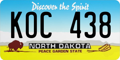 ND license plate KOC438