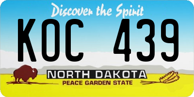 ND license plate KOC439