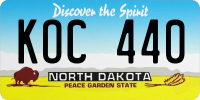 ND license plate KOC440