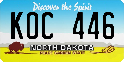 ND license plate KOC446