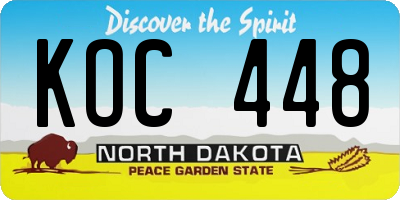 ND license plate KOC448