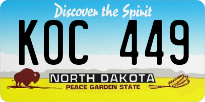 ND license plate KOC449