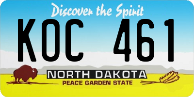 ND license plate KOC461
