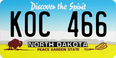 ND license plate KOC466