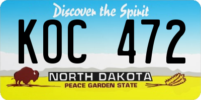ND license plate KOC472