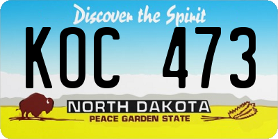 ND license plate KOC473