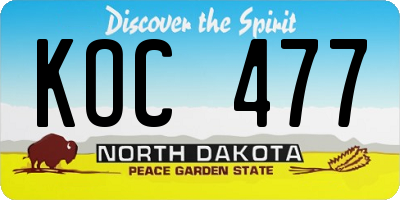 ND license plate KOC477