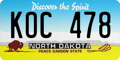 ND license plate KOC478