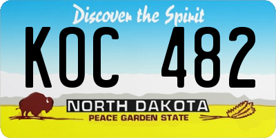 ND license plate KOC482