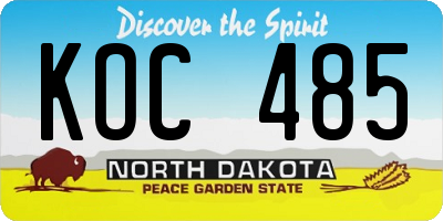 ND license plate KOC485