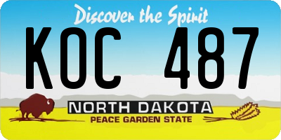 ND license plate KOC487