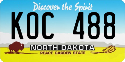 ND license plate KOC488
