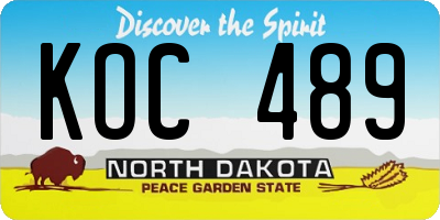 ND license plate KOC489