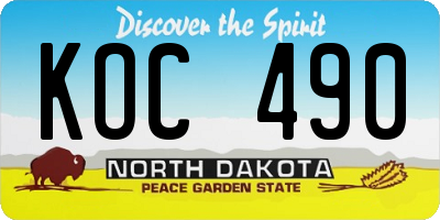 ND license plate KOC490