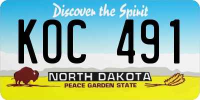 ND license plate KOC491