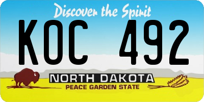 ND license plate KOC492