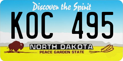 ND license plate KOC495