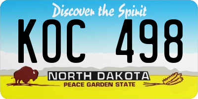 ND license plate KOC498