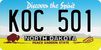 ND license plate KOC501
