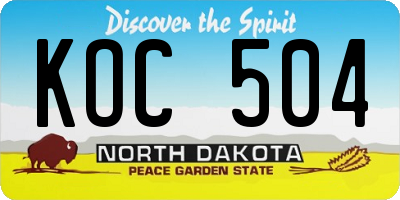 ND license plate KOC504