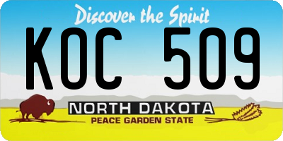 ND license plate KOC509