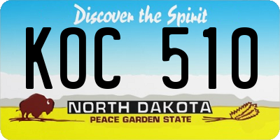 ND license plate KOC510