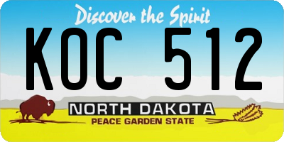 ND license plate KOC512