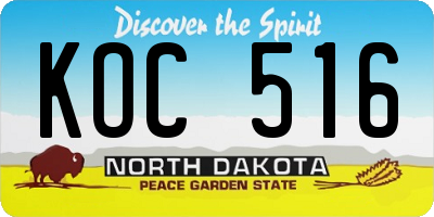 ND license plate KOC516