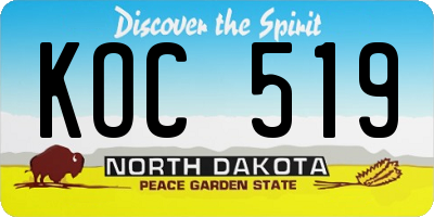 ND license plate KOC519