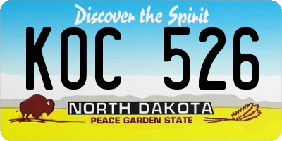 ND license plate KOC526