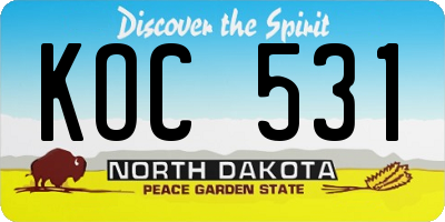 ND license plate KOC531