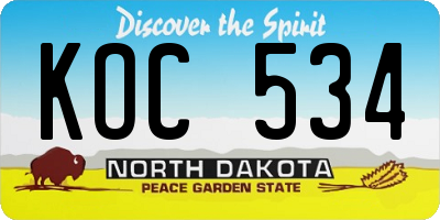 ND license plate KOC534