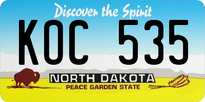 ND license plate KOC535