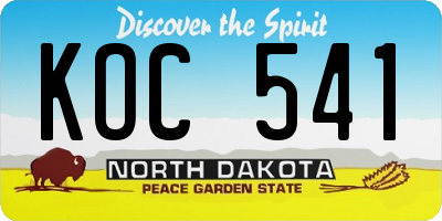 ND license plate KOC541