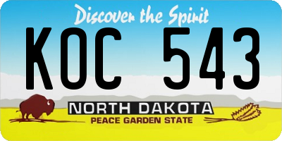 ND license plate KOC543