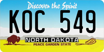 ND license plate KOC549