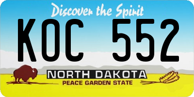 ND license plate KOC552