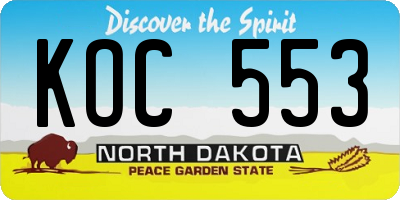 ND license plate KOC553