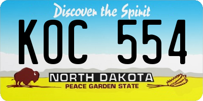 ND license plate KOC554