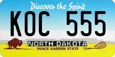 ND license plate KOC555
