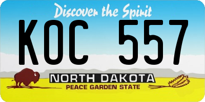 ND license plate KOC557