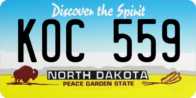 ND license plate KOC559