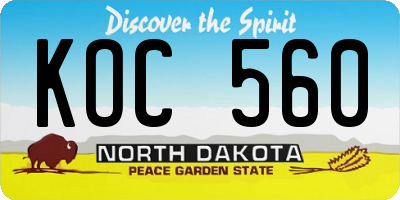ND license plate KOC560