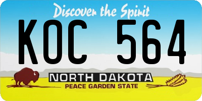 ND license plate KOC564